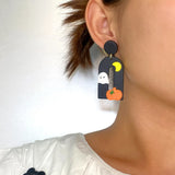 Halloween Polymer Clay Earrings for Women Girls Pumpkin Ghost Bat Drop Earrings