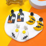 Halloween Polymer Clay Earrings for Women Girls Pumpkin Ghost Bat Drop Earrings