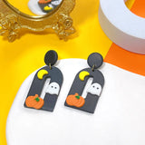 Halloween Polymer Clay Earrings for Women Girls Pumpkin Ghost Bat Drop Earrings