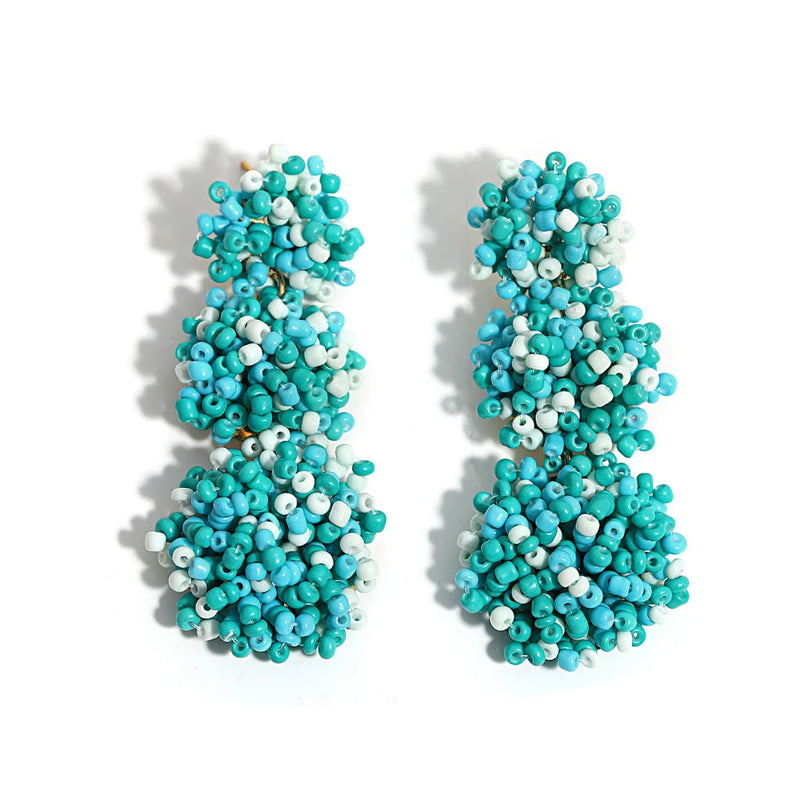 Multicolor Layered Seed Beaded Earrings