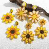 Yellow Sunflower Bead Drop Earrings for Women Girls Party Jewelry