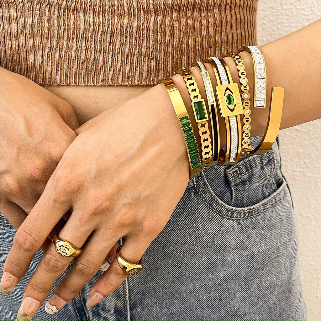 Vintage Evil Eye Bangle Bracelet for Women