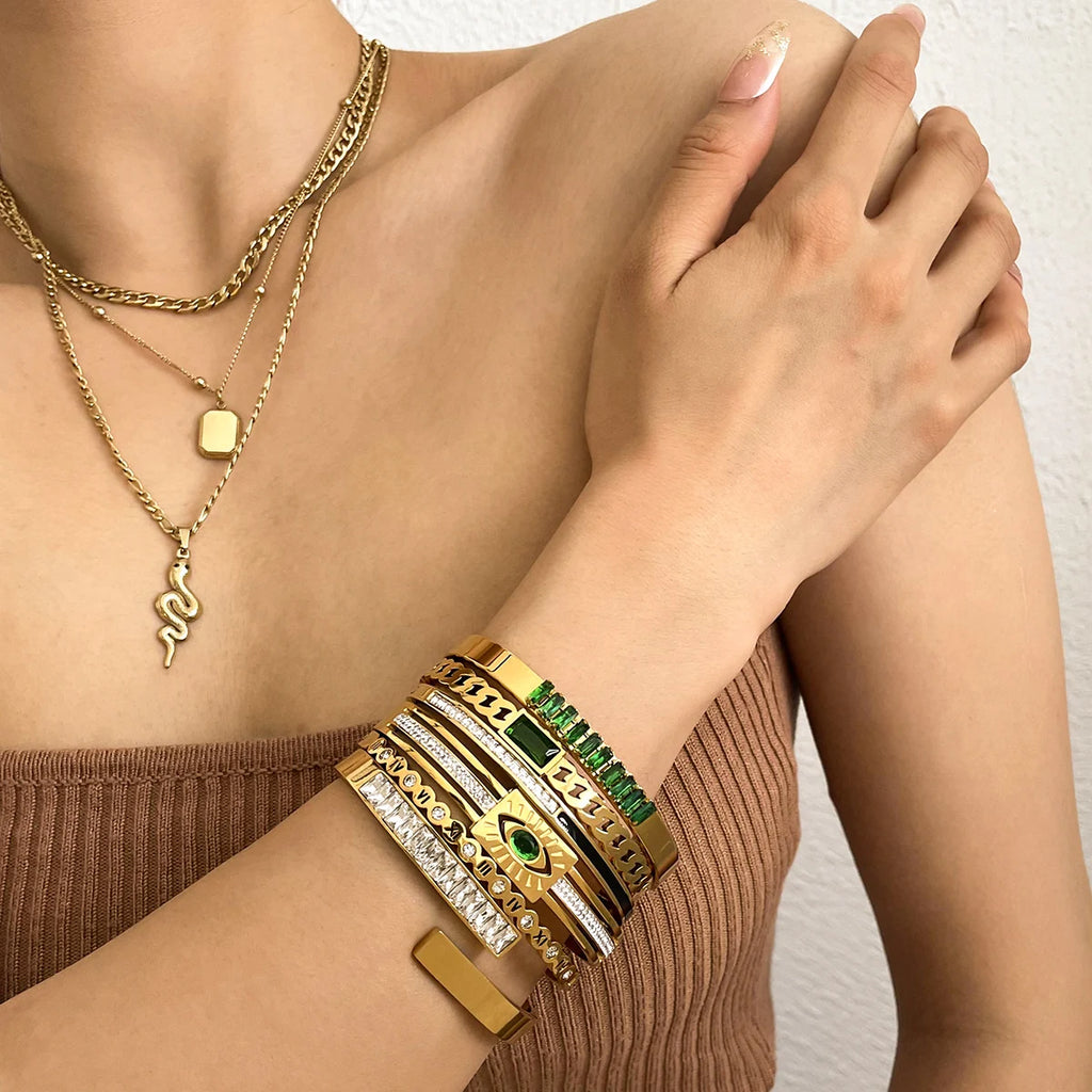 Vintage Evil Eye Bangle Bracelet for Women