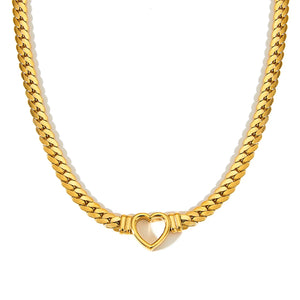 Heart Shape Chain Necklace Stainless Steel Women Gift