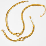 Heart Shape Chain Necklace Stainless Steel Women Gift