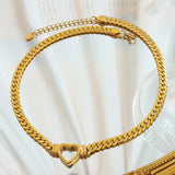 Heart Shape Chain Necklace Stainless Steel Women Gift