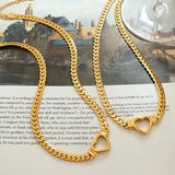 Heart Shape Chain Necklace Stainless Steel Women Gift