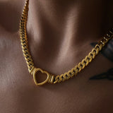 Heart Shape Chain Necklace Stainless Steel Women Gift