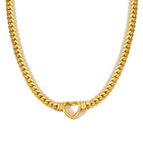 Heart Shape Chain Necklace Stainless Steel Women Gift