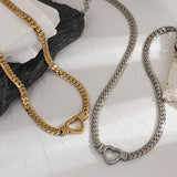 Heart Shape Chain Necklace Stainless Steel Women Gift