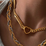 Heart Shape Chain Necklace Stainless Steel Women Gift
