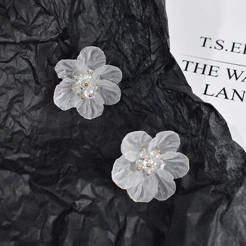 Korea Hyperbole Transparent Flower Earrings for Women