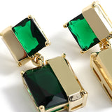Geometric Glass Crystal Earrings Transparent Square Design