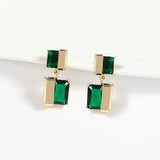 Geometric Glass Crystal Earrings Transparent Square Design
