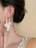 Acrylic Flower Pearl Hoop Earring Statement Jewelry