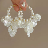 Acrylic Flower Pearl Hoop Earring Statement Jewelry