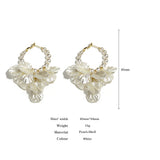 Acrylic Flower Pearl Hoop Earring Statement Jewelry