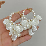 Acrylic Flower Pearl Hoop Earring Statement Jewelry