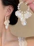 Acrylic Flower Pearl Hoop Earring Statement Jewelry
