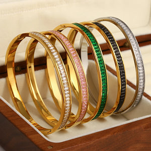Colorful CZ Stainless Steel Bracelet Bangle for Women