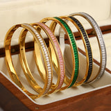 Colorful CZ Stainless Steel Bracelet Bangle for Women