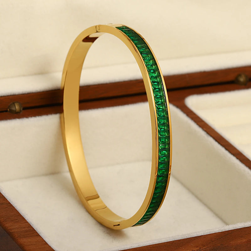 Colorful CZ Stainless Steel Bracelet Bangle for Women