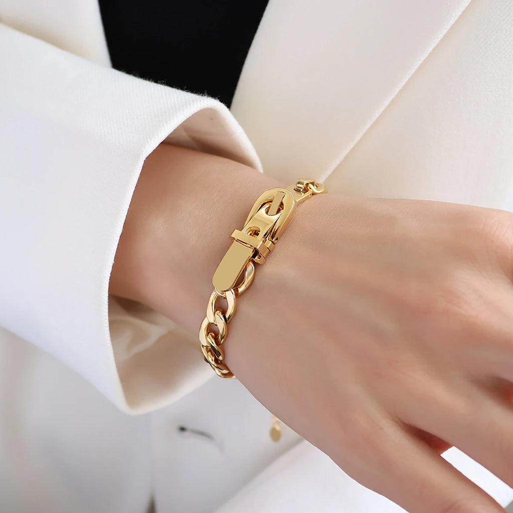 Stainless Steel Minimalist Belt Buckle Necklace