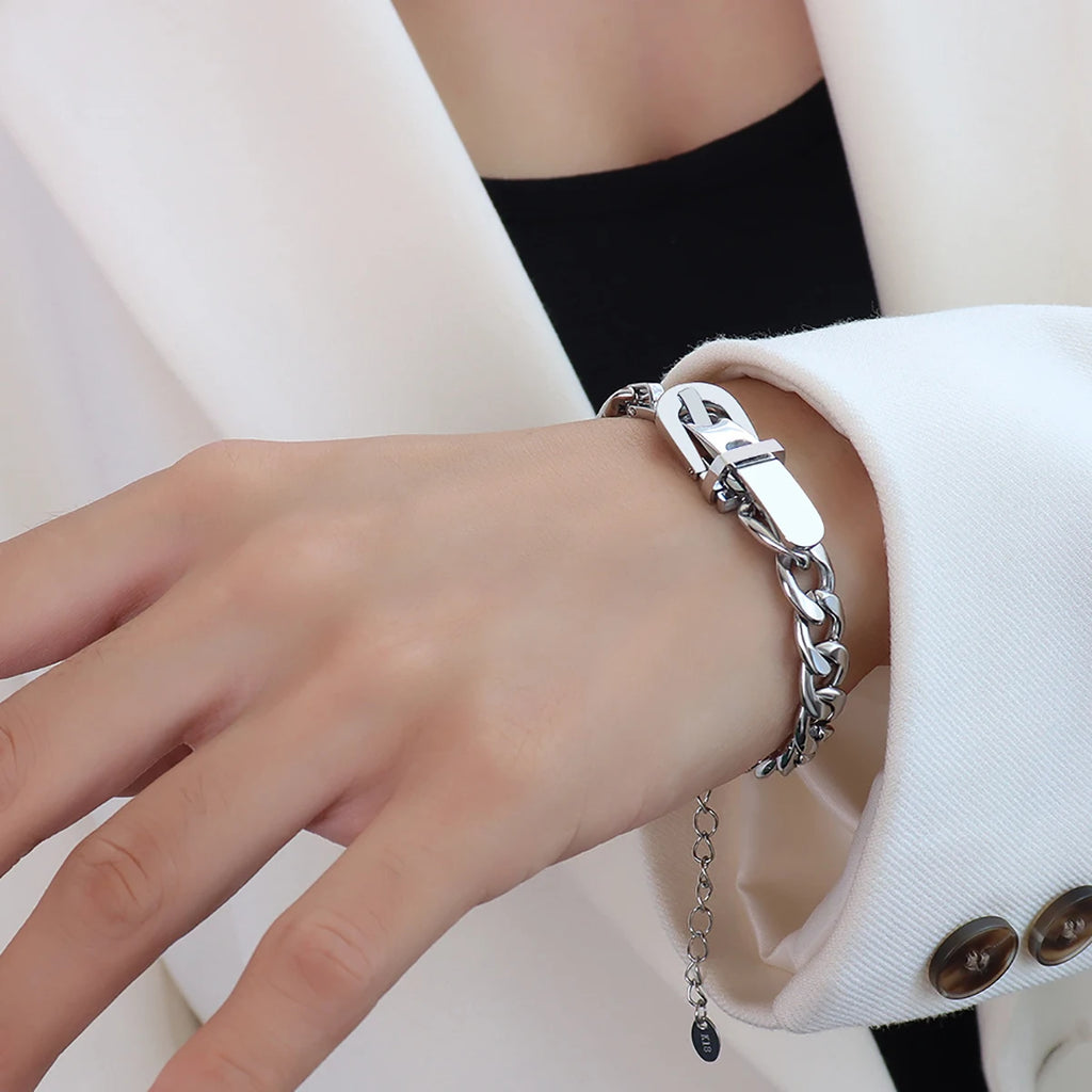 Stainless Steel Minimalist Belt Buckle Necklace