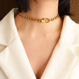 Stainless Steel Minimalist Belt Buckle Necklace