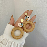 27 Style Korea Wooden Straw Weave Rattan Vine Braid Drop Earrings