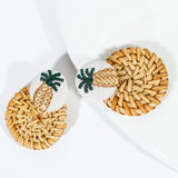 27 Style Korea Wooden Straw Weave Rattan Vine Braid Drop Earrings