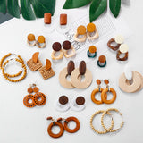 27 Style Korea Wooden Straw Weave Rattan Vine Braid Drop Earrings