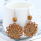 27 Style Korea Wooden Straw Weave Rattan Vine Braid Drop Earrings