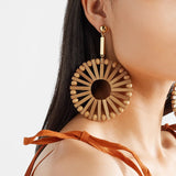 27 Style Korea Wooden Straw Weave Rattan Vine Braid Drop Earrings