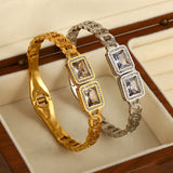316L Stainless Steel Roman Number Leaves Bracelet for Women