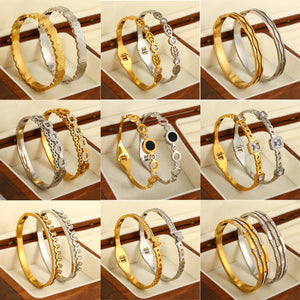 316L Stainless Steel Roman Number Leaves Bracelet for Women