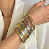 Classic Stainless Steel Bangles for Women 18K Plated Wrist Jewelry