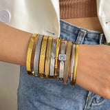 Classic Stainless Steel Bangles for Women 18K Plated Wrist Jewelry