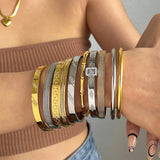 Classic Stainless Steel Bangles for Women 18K Plated Wrist Jewelry