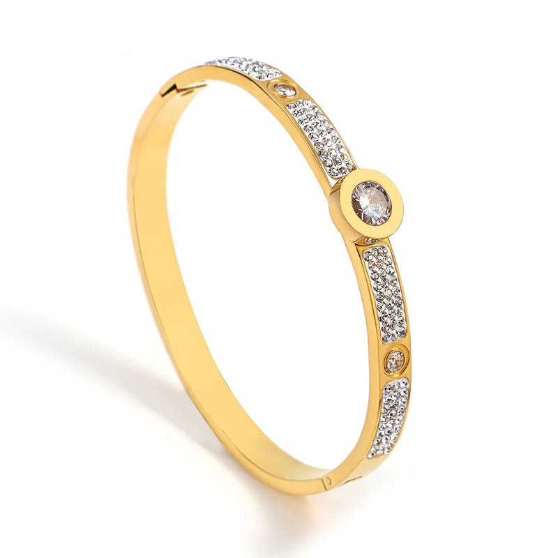 Stainless Steel Evil Eyes Crystal Bangle Bracelets for Women