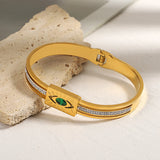 Stainless Steel Evil Eyes Crystal Bangle Bracelets for Women