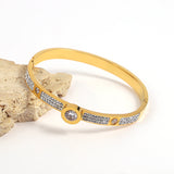 Stainless Steel Evil Eyes Crystal Bangle Bracelets for Women