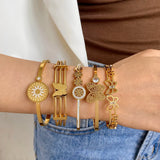 Charm Butterfly Stainless Steel Bangle Bracelets Golden Jewelry