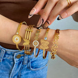 Charm Butterfly Stainless Steel Bangle Bracelets Golden Jewelry