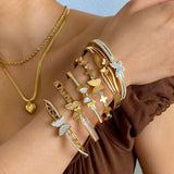 Charm Butterfly Stainless Steel Bangle Bracelets Golden Jewelry