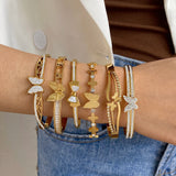Charm Butterfly Stainless Steel Bangle Bracelets Golden Jewelry