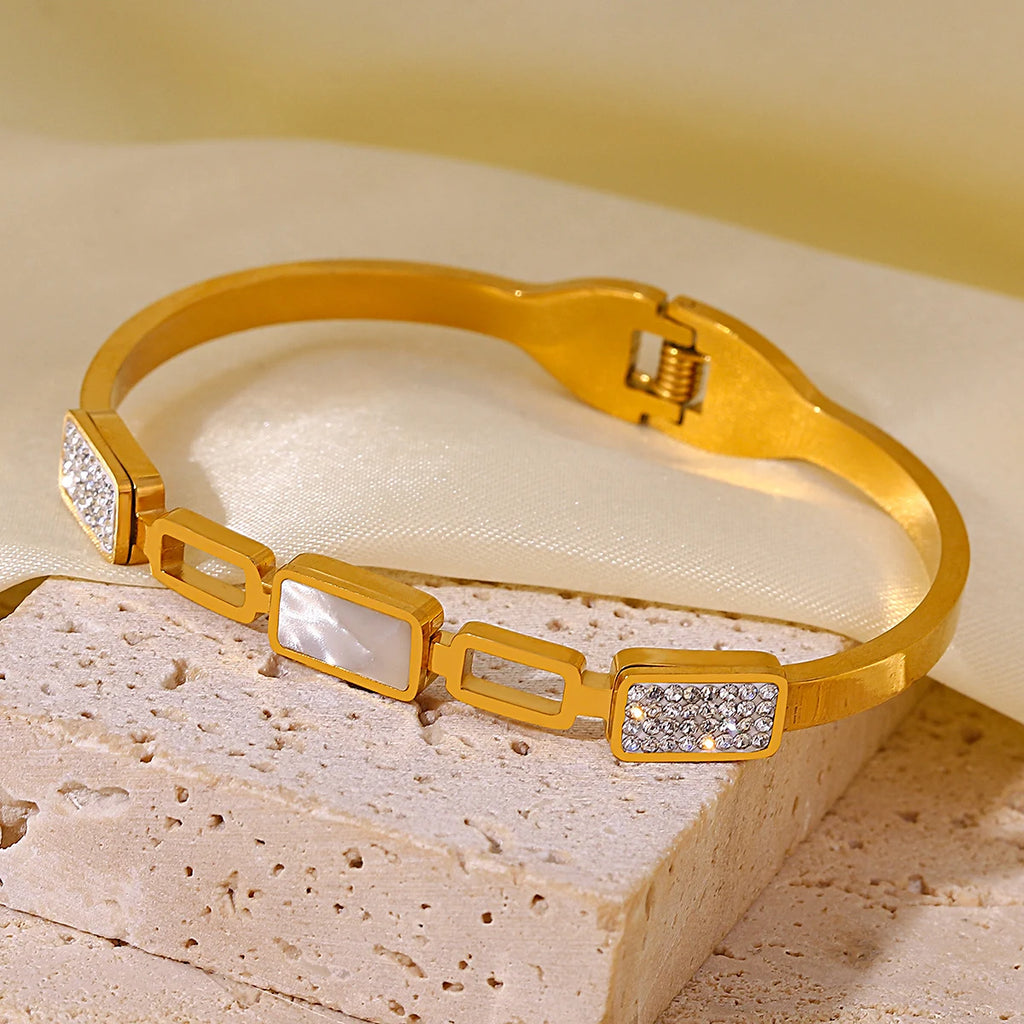 Waterproof Stainless Steel Evil Eye Geometric Bangles for Women