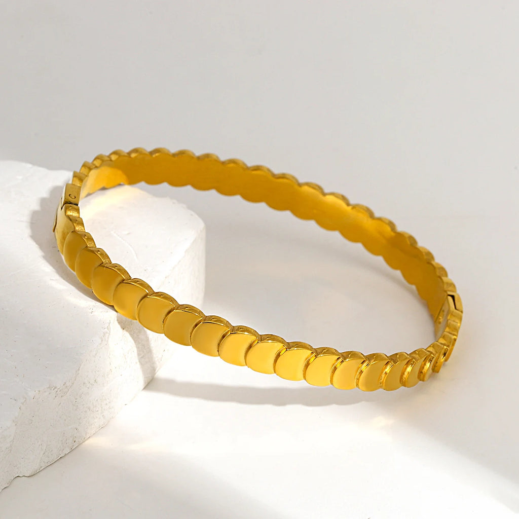 Waterproof Stainless Steel Evil Eye Geometric Bangles for Women