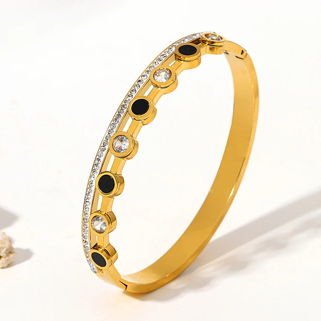 Waterproof Stainless Steel Evil Eye Geometric Bangles for Women