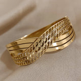 Chunky Twist Intersect Stainless Steel Wide Bangle Bracelets for Women